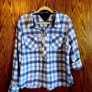 Tommy Hilfiger zip front plaid shirt, size XL